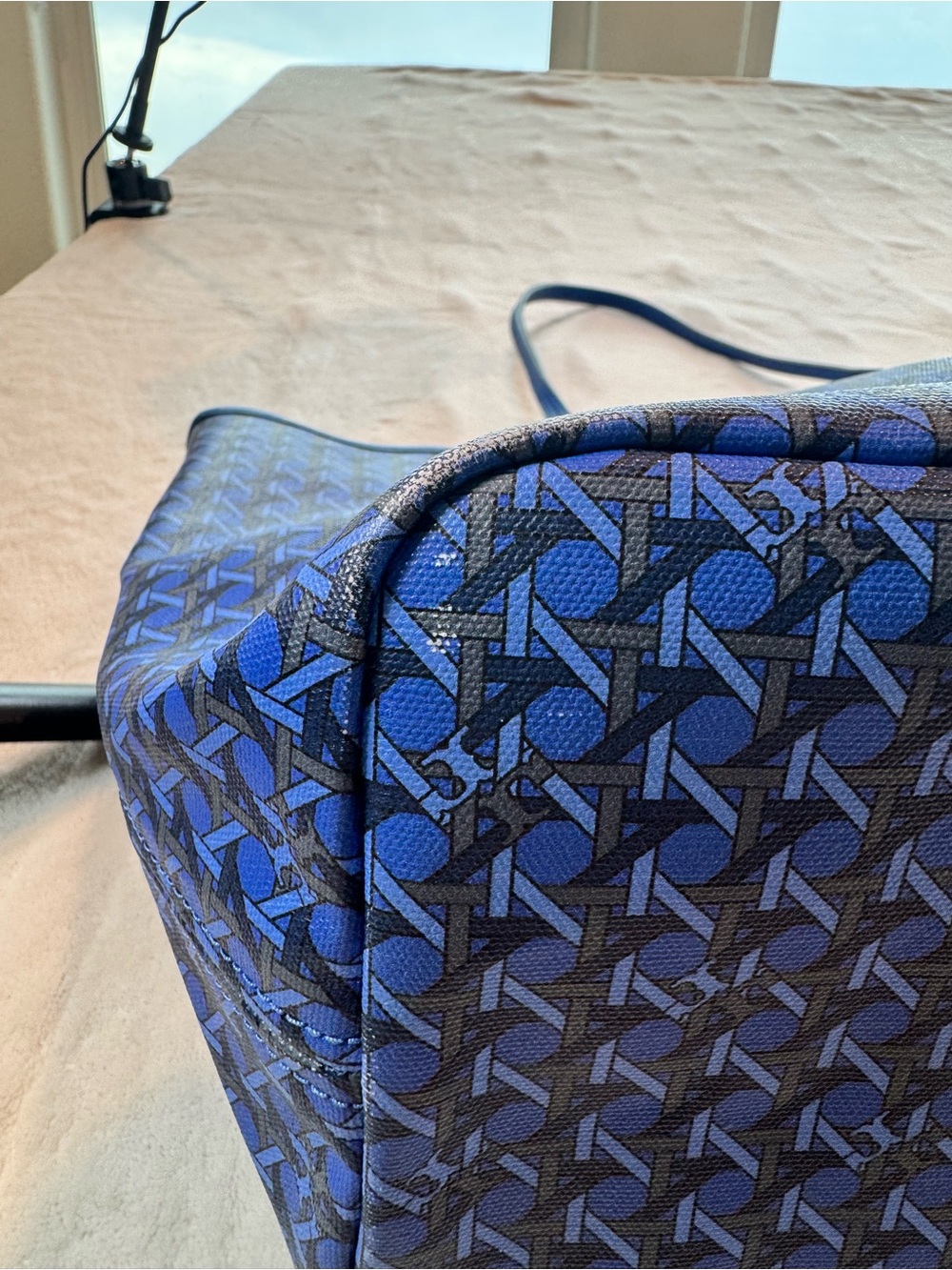 Tory Burch Ever-Ready Mediterranean Blue Coated Canvas Zip Tote 💙 - Picture 9 of 14